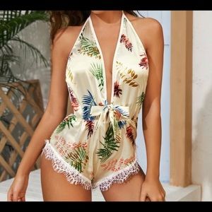 Tropical halter teddy